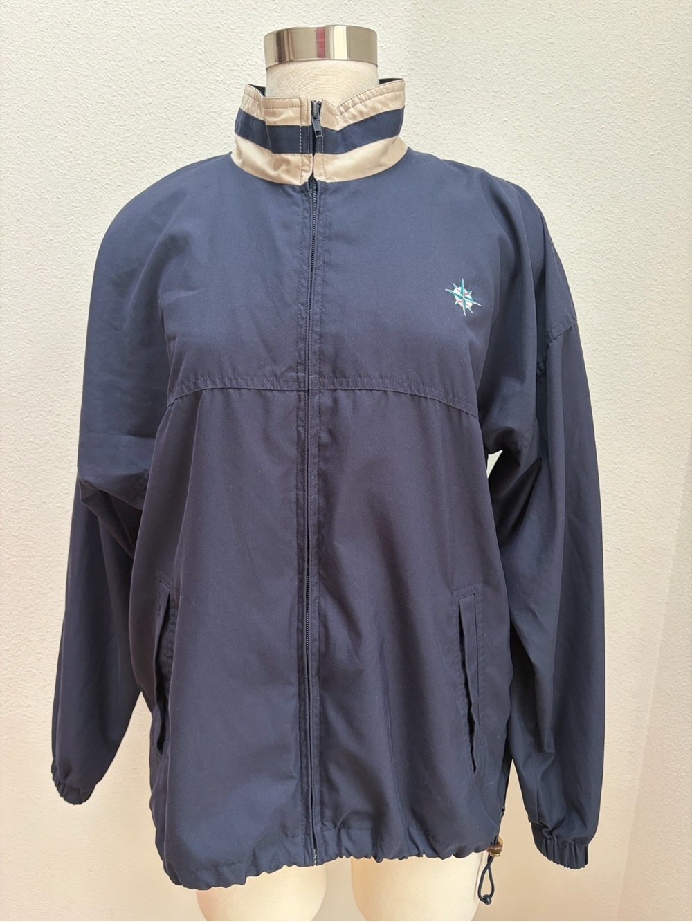 Vintage Seattle Mariners Jacket Windbreaker Full Zip Retro Navy Blue Size Medium - Picture 2 of 10